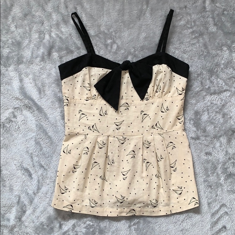 NWOT Cooperative Black and Cream Sailboat Bow Tank Top
